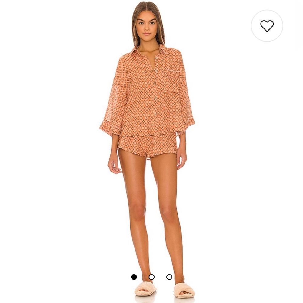 NWT Free People Daydream Pajama Set in Sand Combo